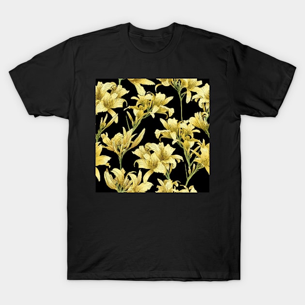 Daylily on black T-Shirt by orsinha